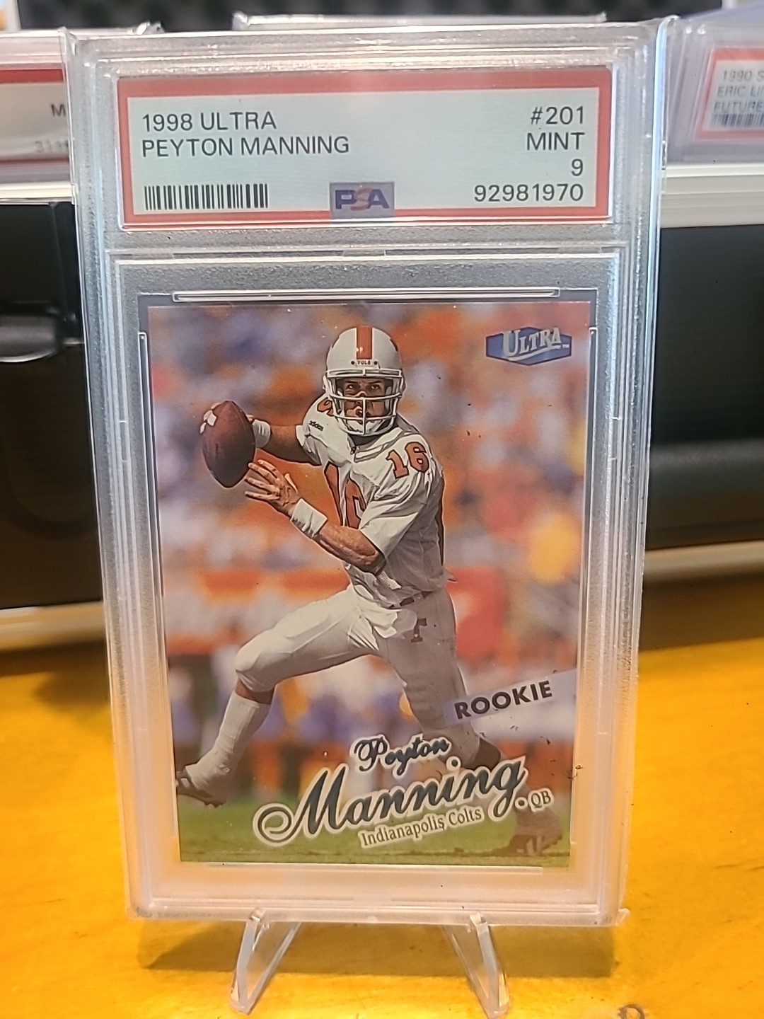 1998 Ultra #201 Peyton Manning RC. PSA 9 MINT.