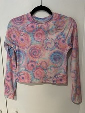 Andy Evan Girls Youth Large 12/14 Pink Tie Dye Print Rashguard Long Sleeve
