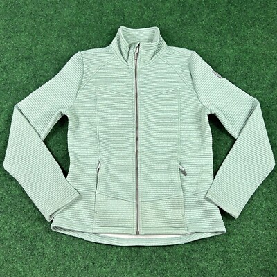 Killtec Womens Size 10 Ribbed Full-Zip Jacket Mint Green Mock Neck