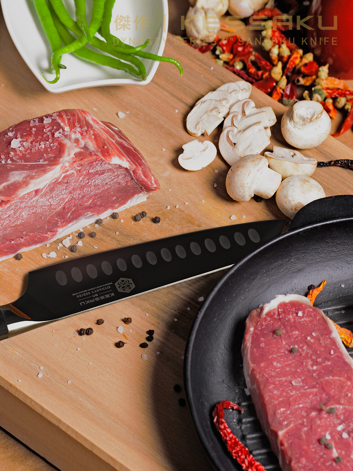 Kessaku 8" Chef Knife + 7" Santoku Knife Set - Dynasty Series - German HC Steel