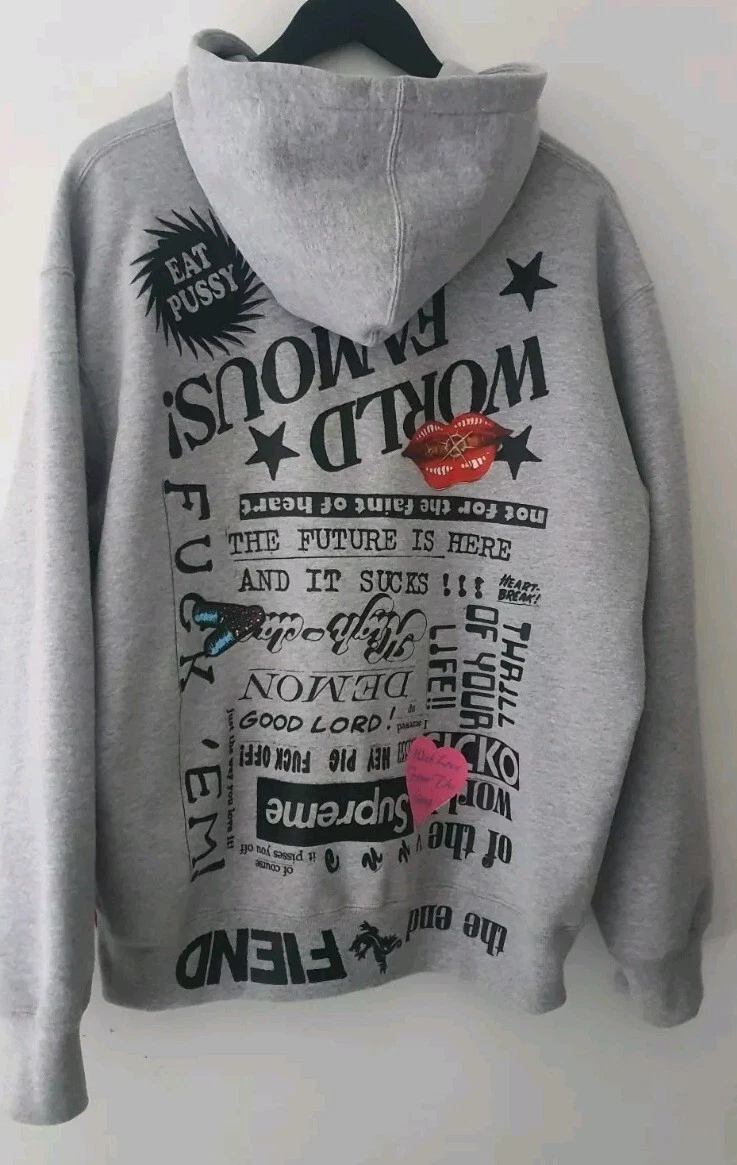 Sweat à capuche SS23 Supreme Fiend M gris chiné moyen sweat à capuche