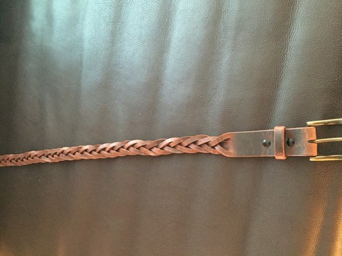 1-5/8" Herren Braun Geflochten Echt Büffelleder Gürtelschnalle Amish Made - Bild 6 von 7