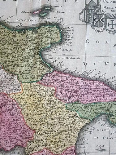 stampa antica Seutter 1729 mappa Regno Napoli calabria puglia basilicata - Picture 4 of 12