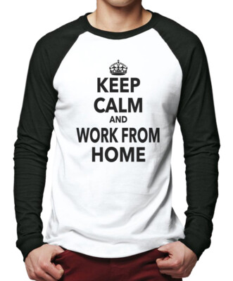 Keep Calm And Work From Home 19 Herren Baseball Oberteil virus