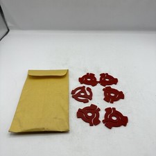 6 Red Plastic 45 RPM 7" Record Easy Snap-In Insert Adaptors New