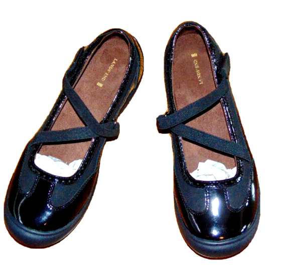 Lands End Leather Black Patent Mary Jane Terrain Shoes Women's 381390~8.5 D