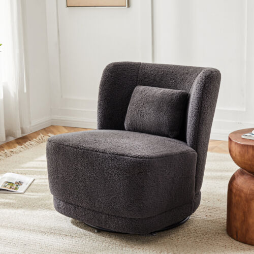 Upholstered Swivel Lounge Chair High Wingback Accent Chair with Pillow Comfy