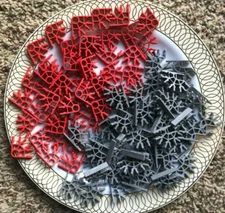 KNEX 50 RED AND 50 lite GRAY Connectors - Standard K'nex Parts Lot 100 TOTAL