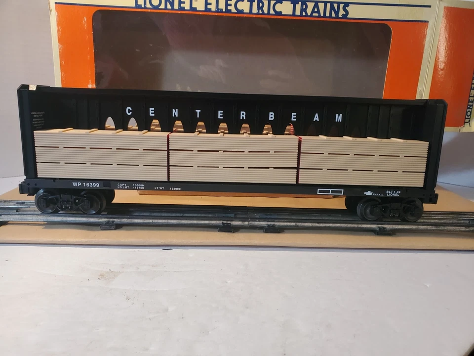 Vintage 1994 Lionel 6-16399 Western Pacific I-Beam Flatcar w/Wood Loads OB - Image 2 of 4