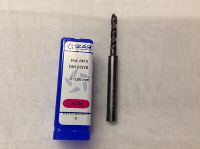 IZAR SCHNEIDWERKZEUGE. 3,8-BOHRER DIN CNC Innenkühlung Altin Original NEU