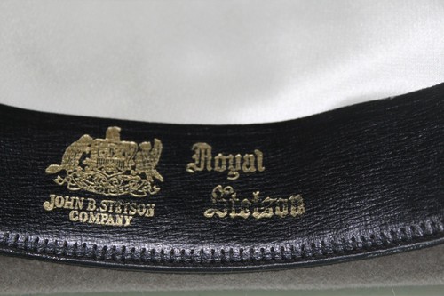Banda negra fieltro lana gris Royal Stetson clásica Fedora vintage 6 7/8 - Imagen 12 de 13