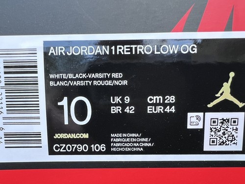 Air Jordan 1 Low OG Black Toe US 10 - Foto 12 di 12