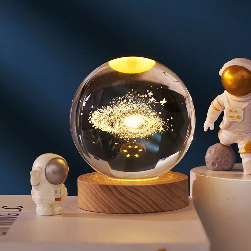 Sfera di Cristallo 3D Galassia 80mm - Luce LED USB - Miglior Regalo 2024