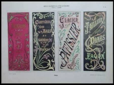 FRENCH ART NOUVEAU SIGNBOARDS - 1903 HELIOTYPE POCHOIR - TYPOGRAPHY