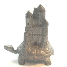 Vtg Partha Pewter Miniature Turtle Tortoise with Castle on it's Back Figurine