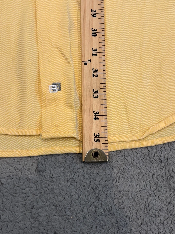 Camisa social masculina Bachrach 18,5 superfina anos 80 2 camadas algodão amarelo punho francês - Imagem 4 de 4