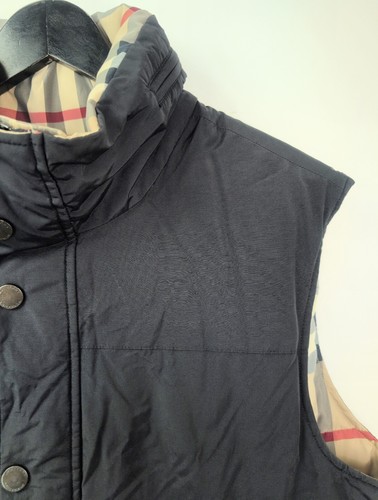 BURBERRY Men's Sz M REVERSIBLE Nova Check Plaid Down Vest Black Hooded - Picture 6 of 16