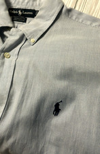 Ralph Lauren Yarmouth Cotton Mens Blue Stripe Long Sleeve Dress Shirt 17 34-35