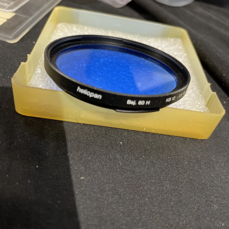 Heliopan B 60 Hasselblad KB12 Filter 3x Blue Made in Germany New Old Stock - Image 3 of 4