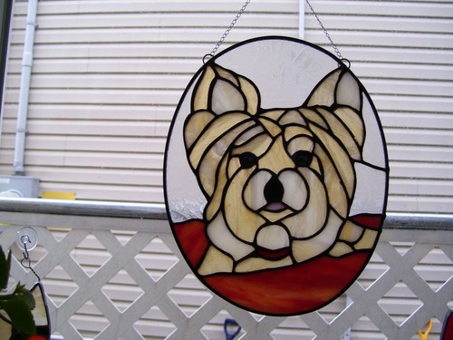 Stained Glass Yorkie Dog Sun catcher (Real Glass) - Picture 3 of 7