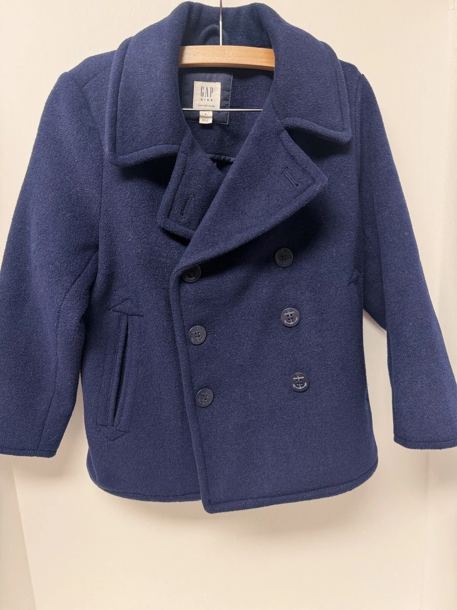 Gap Kids Navy Wool Double Breasted Peacoat Pea Coat Boys Size
