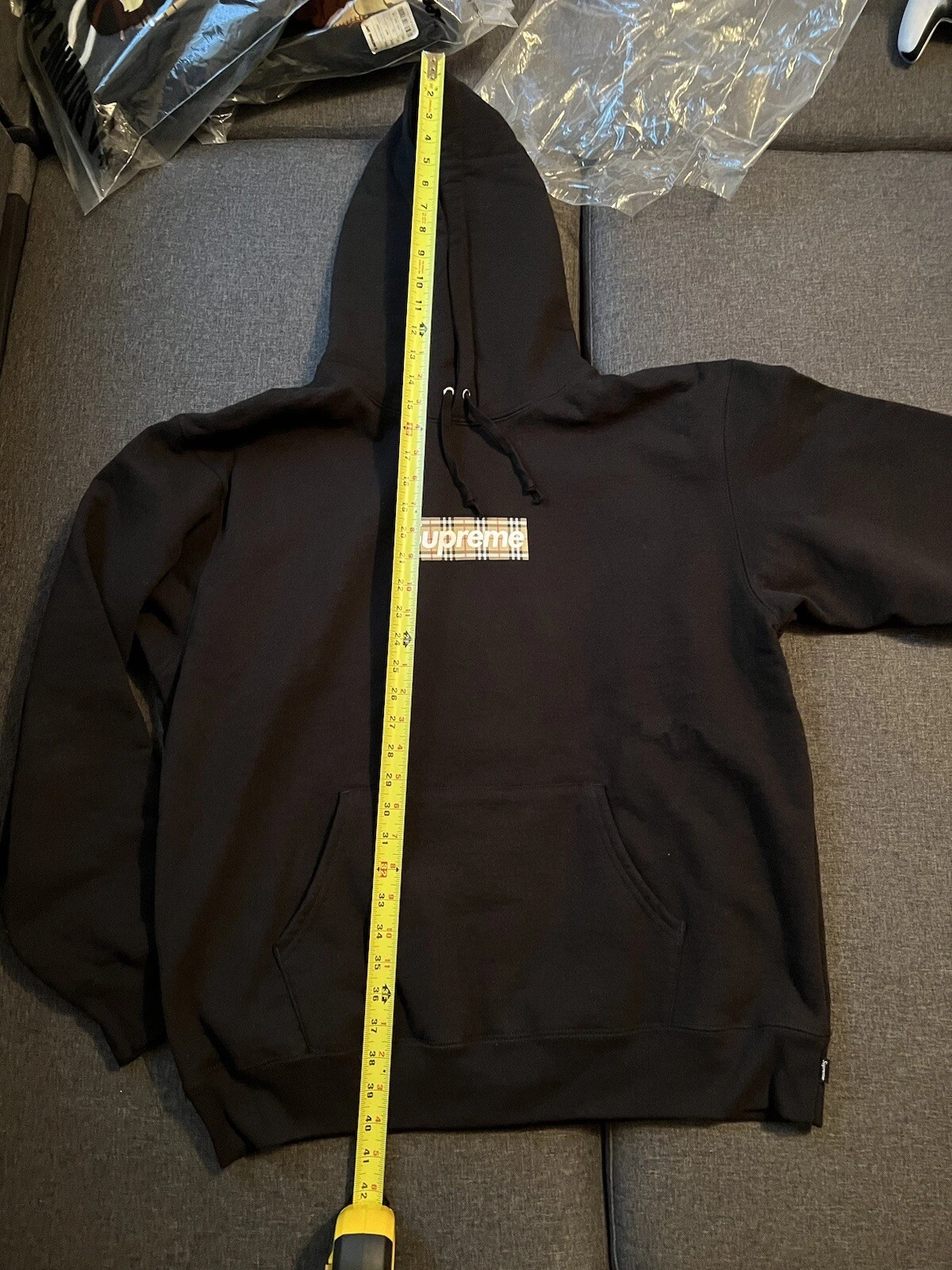 Felpa con cappuccio con logo Supreme Burberry Box nera (SS22SW45) taglia large