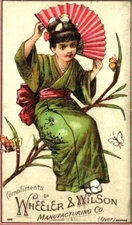 Wheeler & Wilson Sewing Machine Jas M Harrison Rochester NY Asian Japanese Woman