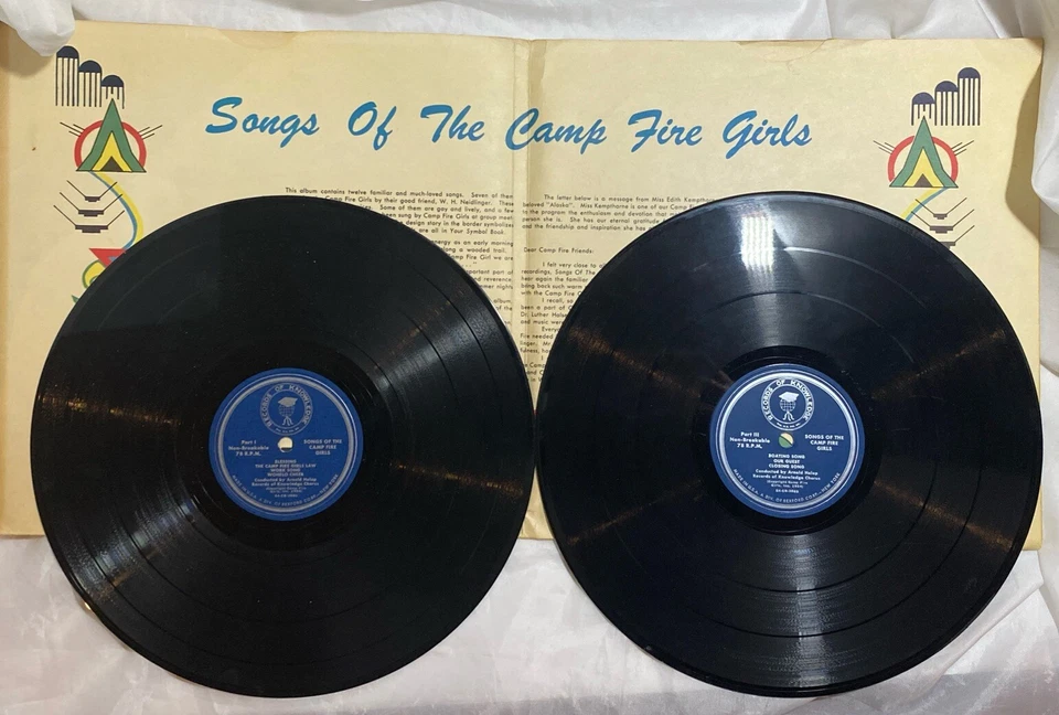 Songs & Law of The CAMP FIRE GIRLS Campfire 1954 Two 10" EX RARE 78RPM Record - Image 4 of 4