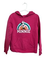 Disney Jumping Beans Minnie Mouse Hooded Sweatshirt Pink With Rainbow Size 6