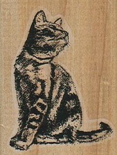 Cat Looking Back 1 3/4 x 2 1/4" Rubber Stamp, Animal Stamp, Cat Stamp
