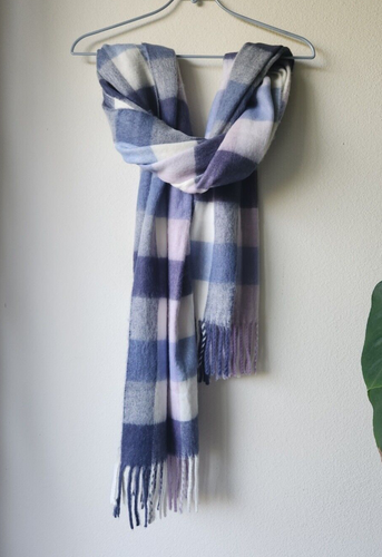 Loft blue white lavender plaid scarf - Picture 2 of 13