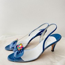 Vintage A'mano Blue Stiletto Sling Back Heels Size 7