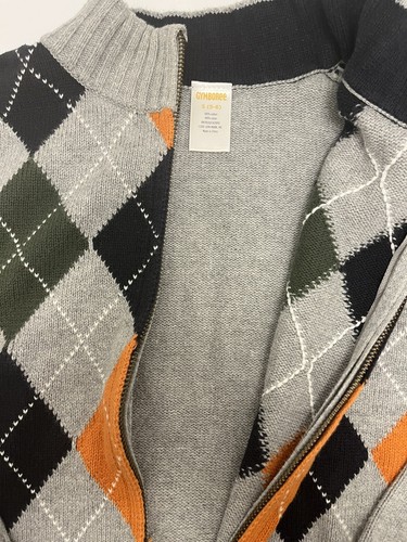 GYMBOREE Zip Front Long Sleeve Argyle Cardigan In EUC For Boys - Size S(5-6) - Picture 3 of 8