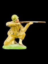 Vintage F.A.O. Schwarz Lead Toy Soldier Figurine Kneeling w/ Rifle 3"