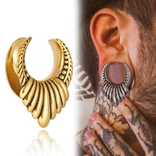 2PCS Trendy Saddle Tunnels Hangers Vintage Ear Gauges Piercing Body Jewelry
