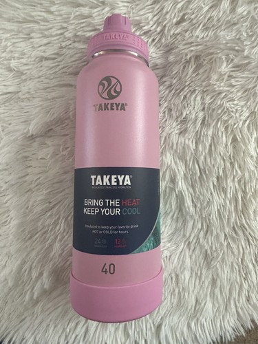 New TAKEYA Active Pink 40 oz Stainless Steel Water Bottle with spout Lid