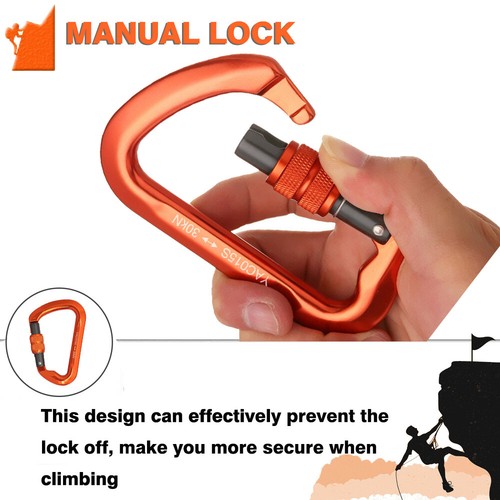 30KN Rock Climbing Locking Carabiner + Prusik Rescue Rope Safety Rappelling Cord - Picture 19 of 26