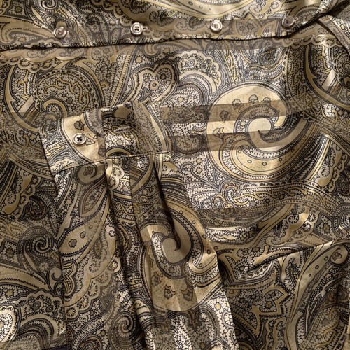 Leslie Fay Haberdashery Blouse Sz 18 Gold Black Paisley Shimmery Sheer Vintage - Picture 5 of 6