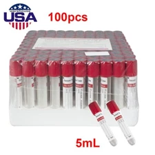 Sterile Glass Blood Collection Tubes 5mL No Additive 100pcs For Medical Supplies