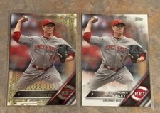 Homer Bailey 2016 Topps Series 1 Gold Border #'d Parallel + Base Lot #222 Reds