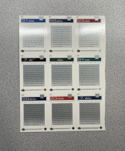 2003 Upper Deck Magazine #ud1-ud9 UNCUT SHEET LeBron James Rookie Tiger Jordan - Picture 2 of 2