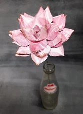 Handmade Paper Flower on stem (Marbled Pink) for Wedding, St. Valentine's