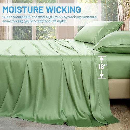 400TC Silky Soft Cal King Bamboo Viscose Sheet Set - Cooling & Hypoallergenic - Picture 6 of 8