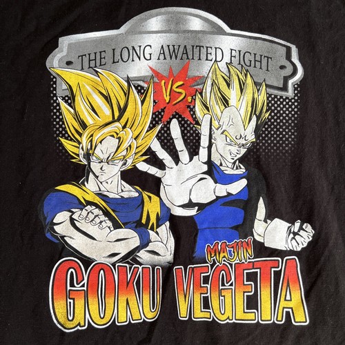 DRAGON BALL Z T Shirt Men's Size Large Black GOKU VS MAJIN VEGETA Fight 0115 - Picture 2 of 7