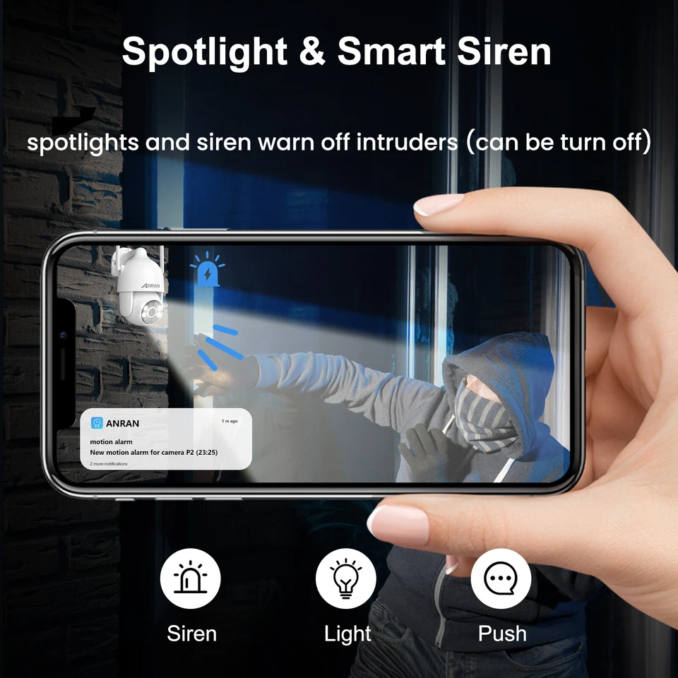 ANRAN Wireless Security Camera System Outdoor 8CH 12" Monitor 2 Way Audio HDD - Image 4 of 4