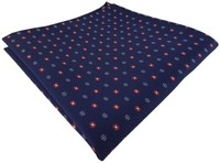 Tigertie Designer Einstecktuch In Marine Dunkelblau Rot Silber Gepunktet