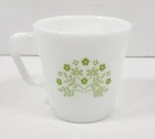 Vintage Pyrex Summer Impressions Green Flower Milk Glass Coffee Mug Cup