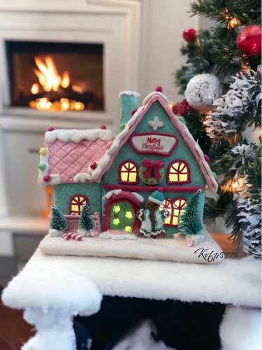 Candy Land Gingerbread House Pastel Bakery Light Up Comes/ Battery Christmas