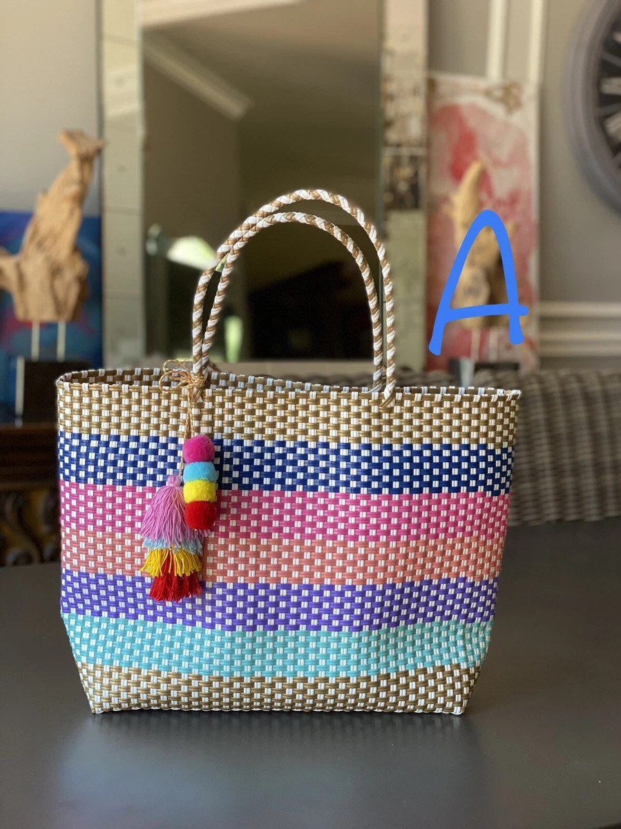 Woven Super Tote, Handwoven Recycled Plastic Tote, Woven Bag