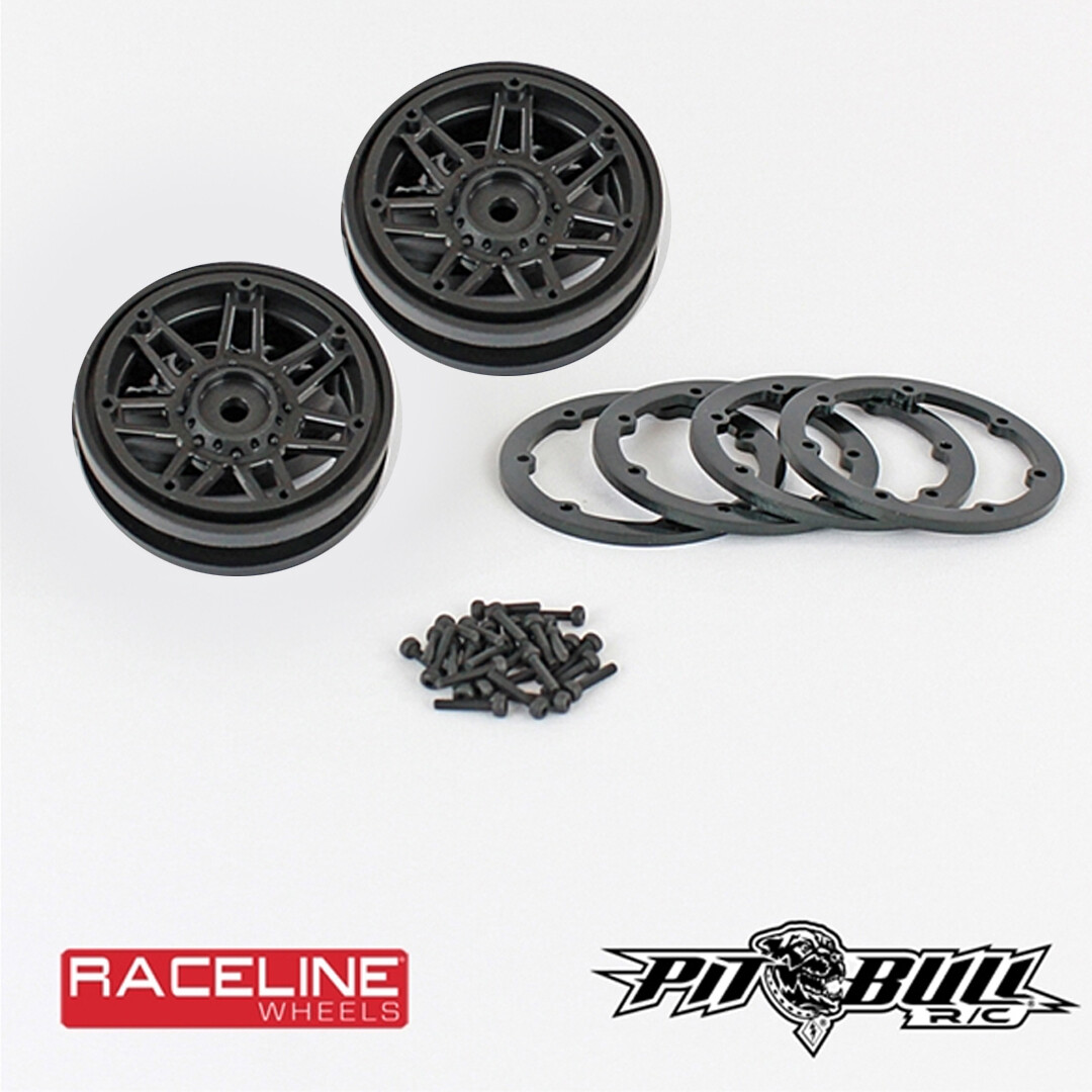 PITBULL 2.2 Raceline Black Beadlock Wheels #931 Injector w/ Rings